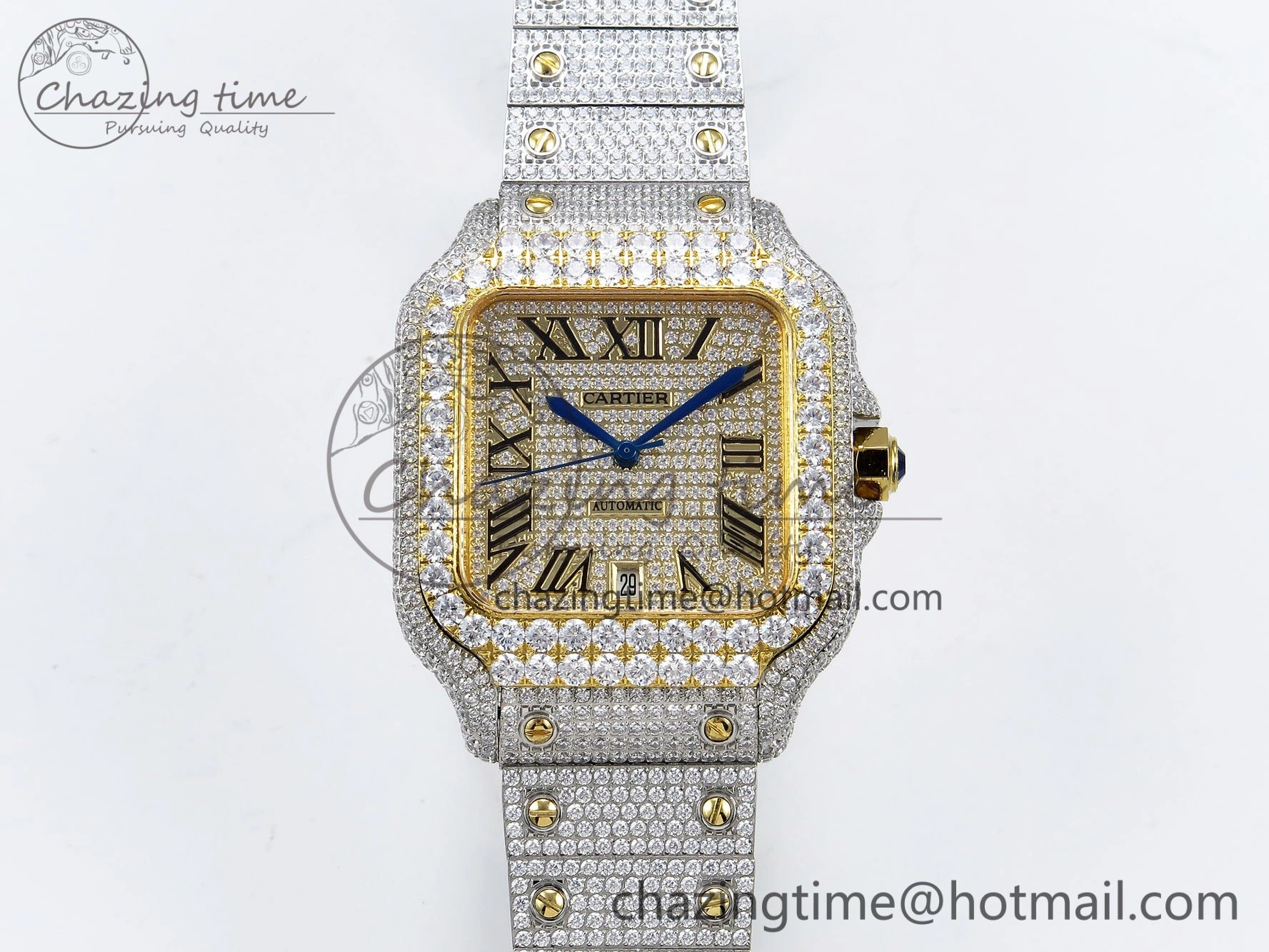 Supportive Santos De 40mm TWF 1:1 Best Edition YG Dial 904L SS YG Case and Bracelet A 6020