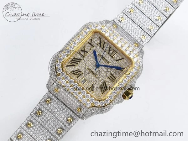 Supportive Santos De 40mm TWF 1:1 Best Edition YG Dial 904L SS YG Case and Bracelet A 6020