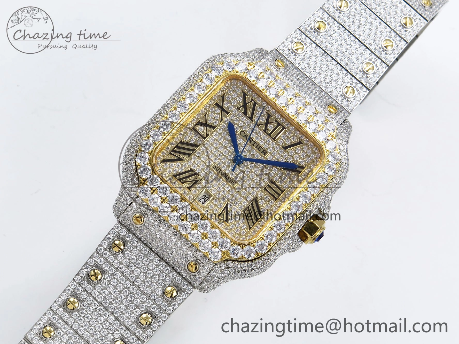 Supportive Santos De 40mm TWF 1:1 Best Edition YG Dial 904L SS YG Case and Bracelet A 6020
