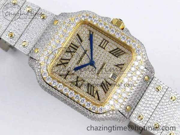 Supportive Santos De 40mm TWF 1:1 Best Edition YG Dial 904L SS YG Case and Bracelet A 6020