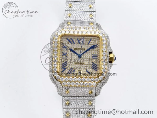 Santos De 40mm TWF 1:1 Best Edition YG Dial 904L SS YG Case and Bracelet A Supportive 6012