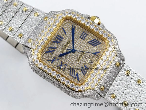 Santos De 40mm TWF 1:1 Best Edition YG Dial 904L SS YG Case and Bracelet A Supportive 6012