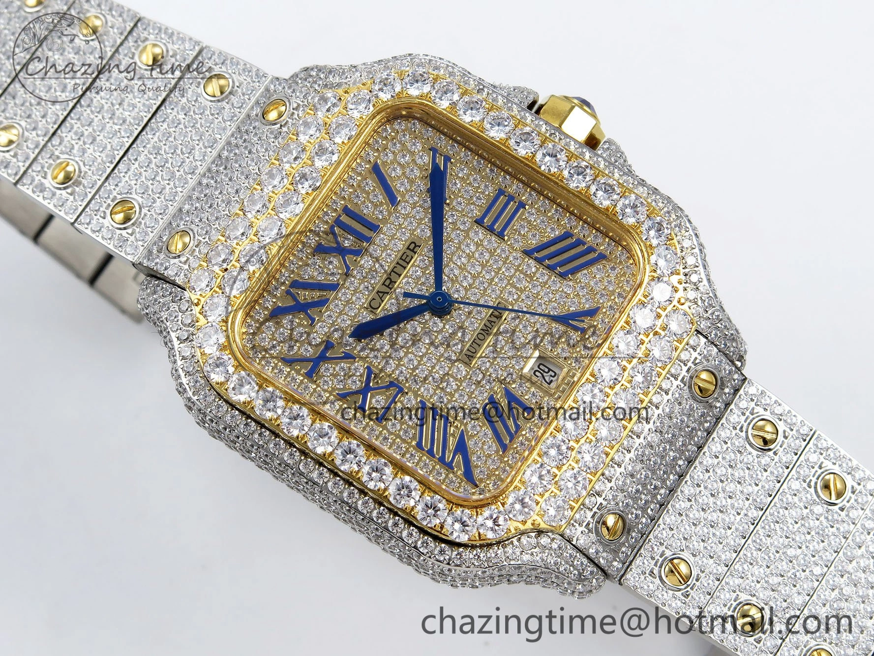 Santos De 40mm TWF 1:1 Best Edition YG Dial 904L SS YG Case and Bracelet A Supportive 6012