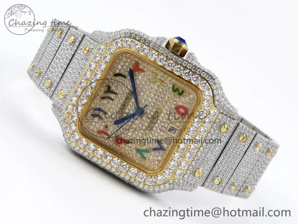 Santos De 40mm TWF 1:1 Best Edition YG Rainbow Dial 904L SS YG Case and Bracelet A Trendy 6009