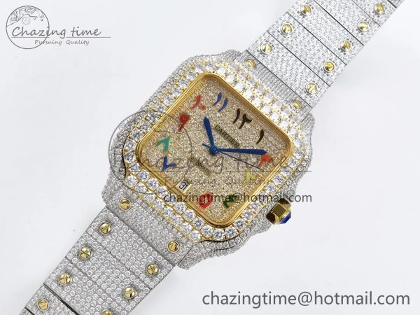 Santos De 40mm TWF 1:1 Best Edition YG Rainbow Dial 904L SS YG Case and Bracelet A Trendy 6009