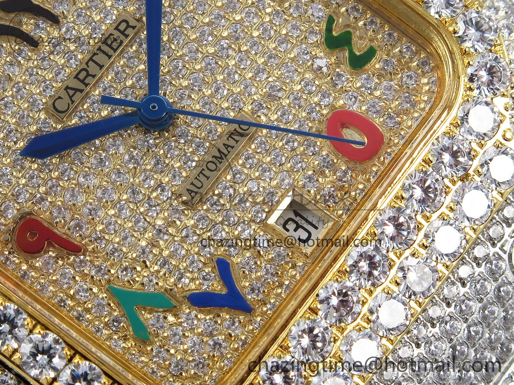 Santos De 40mm TWF 1:1 Best Edition YG Rainbow Dial 904L SS YG Case and Bracelet A Trendy 6009