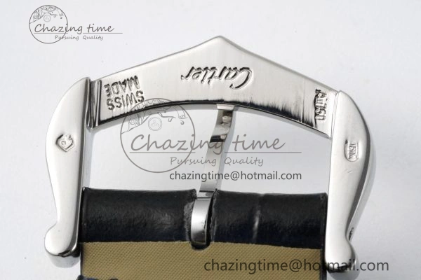Effortless Santos Dumont 27.5mm IWSF Best Edition Silver Dial on Black Leather Strap Quartz 6055