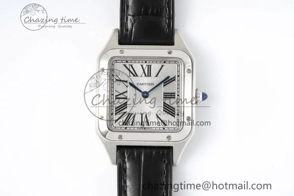 Effortless Santos Dumont 27.5mm IWSF Best Edition Silver Dial on Black Leather Strap Quartz 6055