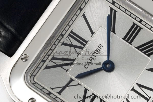 Effortless Santos Dumont 27.5mm IWSF Best Edition Silver Dial on Black Leather Strap Quartz 6055