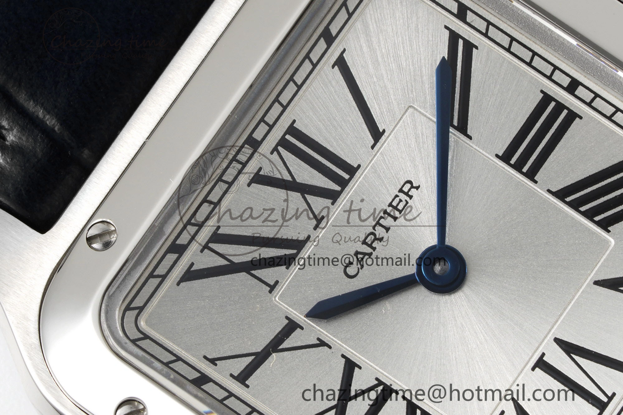 Effortless Santos Dumont 27.5mm IWSF Best Edition Silver Dial on Black Leather Strap Quartz 6055