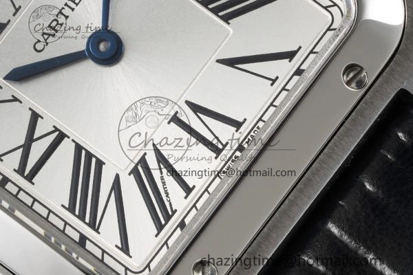 Effortless Santos Dumont 27.5mm IWSF Best Edition Silver Dial on Black Leather Strap Quartz 6055