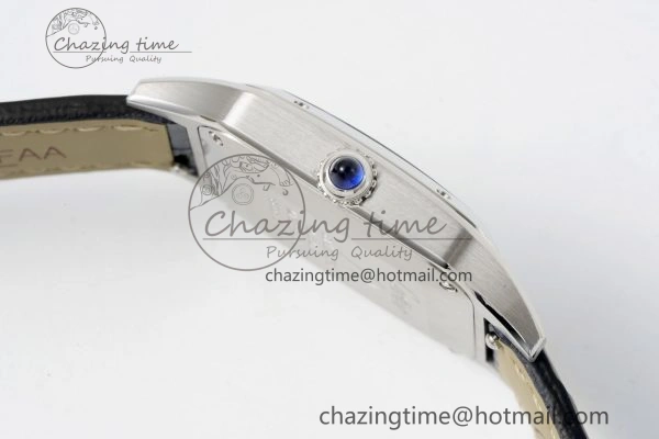 Effortless Santos Dumont 27.5mm IWSF Best Edition Silver Dial on Black Leather Strap Quartz 6055