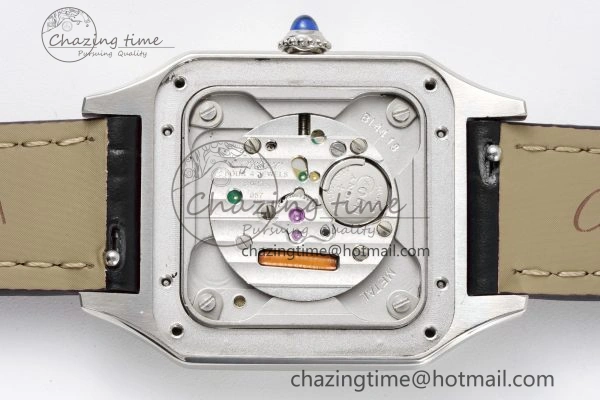 Effortless Santos Dumont 27.5mm IWSF Best Edition Silver Dial on Black Leather Strap Quartz 6055