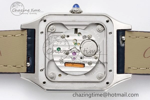 MoistureWicking Santos Dumont 27.5mm IWSF Best Edition Silver Dial on Blue Leather Strap Quartz 6057