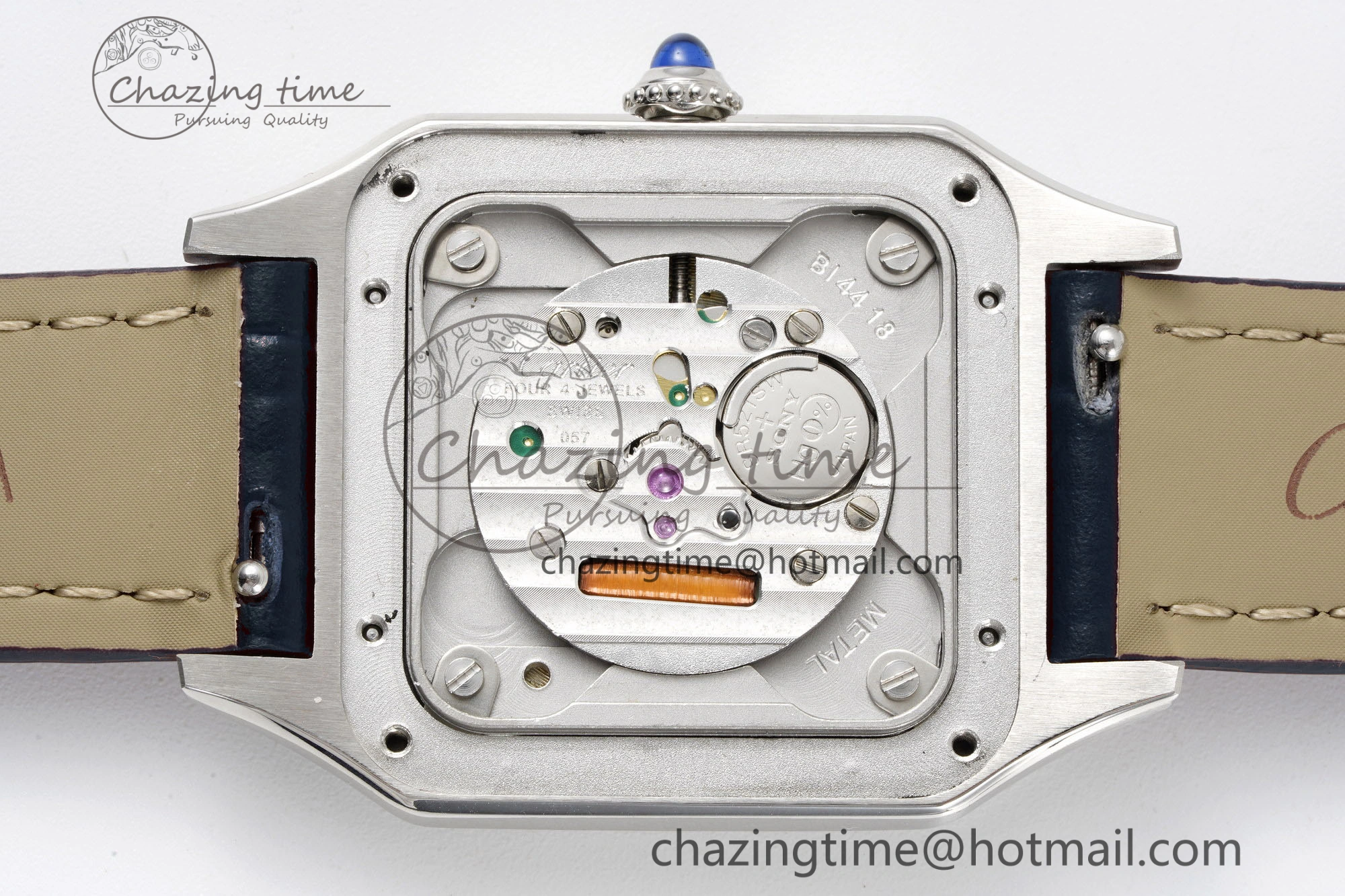 MoistureWicking Santos Dumont 27.5mm IWSF Best Edition Silver Dial on Blue Leather Strap Quartz 6057
