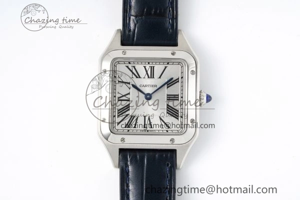 MoistureWicking Santos Dumont 27.5mm IWSF Best Edition Silver Dial on Blue Leather Strap Quartz 6057