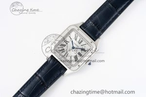 MoistureWicking Santos Dumont 27.5mm IWSF Best Edition Silver Dial on Blue Leather Strap Quartz 6057