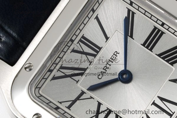 MoistureWicking Santos Dumont 27.5mm IWSF Best Edition Silver Dial on Blue Leather Strap Quartz 6057