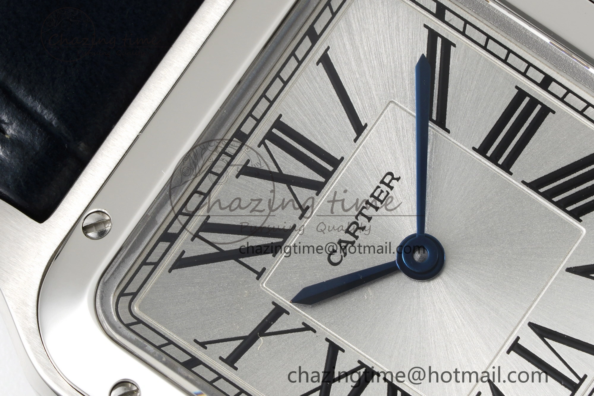 MoistureWicking Santos Dumont 27.5mm IWSF Best Edition Silver Dial on Blue Leather Strap Quartz 6057