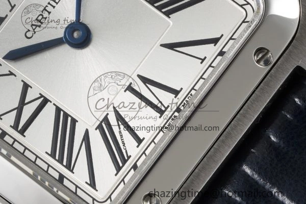 MoistureWicking Santos Dumont 27.5mm IWSF Best Edition Silver Dial on Blue Leather Strap Quartz 6057