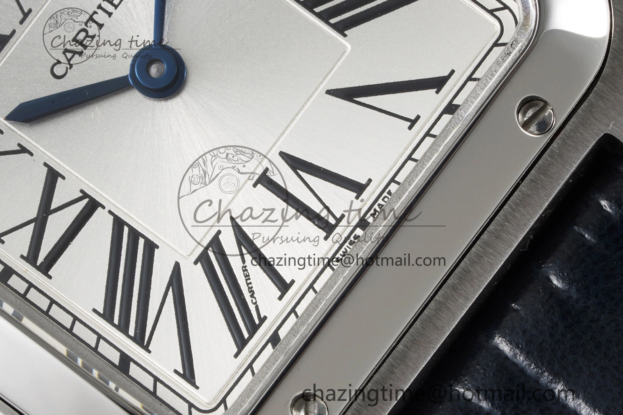 MoistureWicking Santos Dumont 27.5mm IWSF Best Edition Silver Dial on Blue Leather Strap Quartz 6057