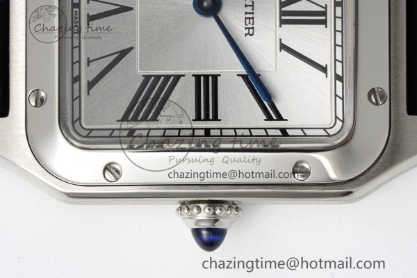 MoistureWicking Santos Dumont 27.5mm IWSF Best Edition Silver Dial on Blue Leather Strap Quartz 6057