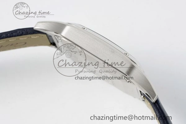 MoistureWicking Santos Dumont 27.5mm IWSF Best Edition Silver Dial on Blue Leather Strap Quartz 6057