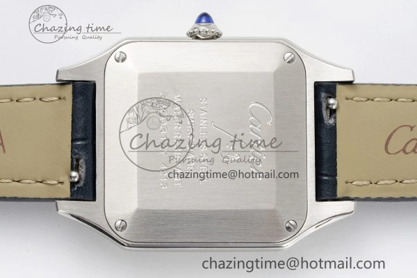 MoistureWicking Santos Dumont 27.5mm IWSF Best Edition Silver Dial on Blue Leather Strap Quartz 6057