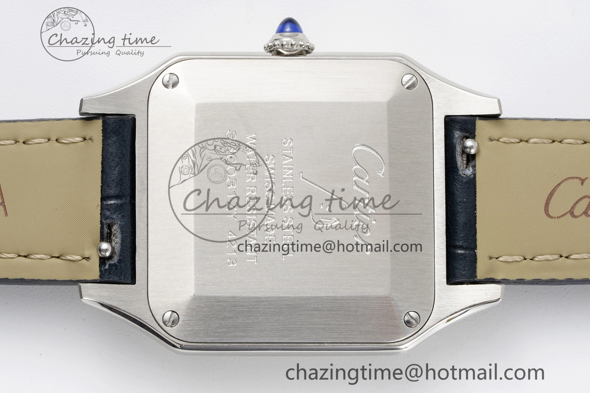 MoistureWicking Santos Dumont 27.5mm IWSF Best Edition Silver Dial on Blue Leather Strap Quartz 6057