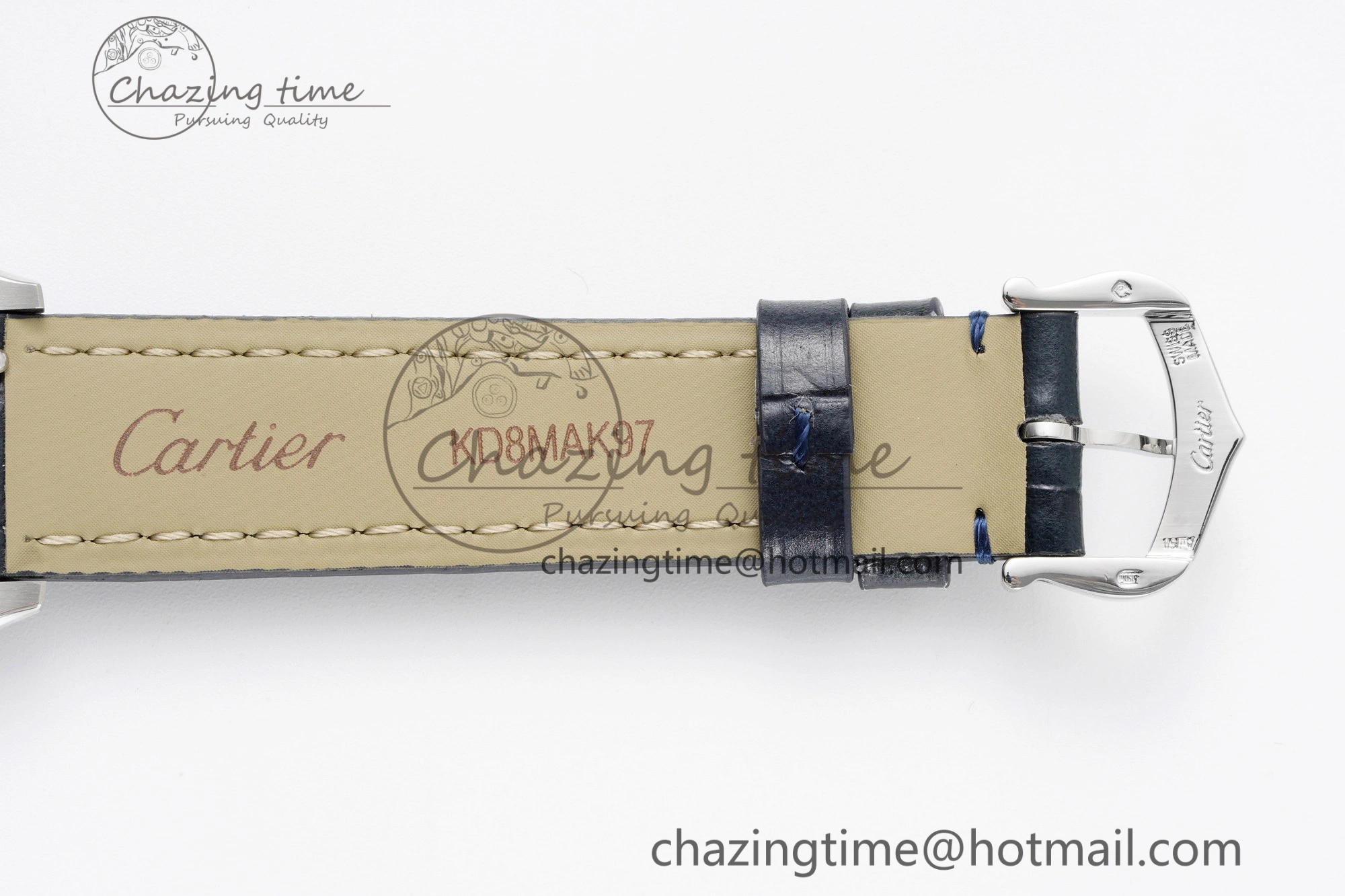 MoistureWicking Santos Dumont 27.5mm IWSF Best Edition Silver Dial on Blue Leather Strap Quartz 6057