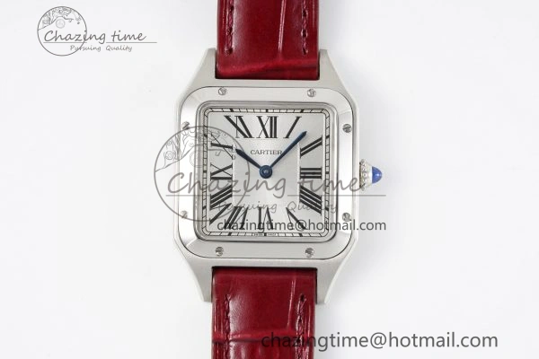 Santos Dumont 27.5mm IWSF Best Edition Silver Dial on Red Leather Strap Quartz Versatile 6058