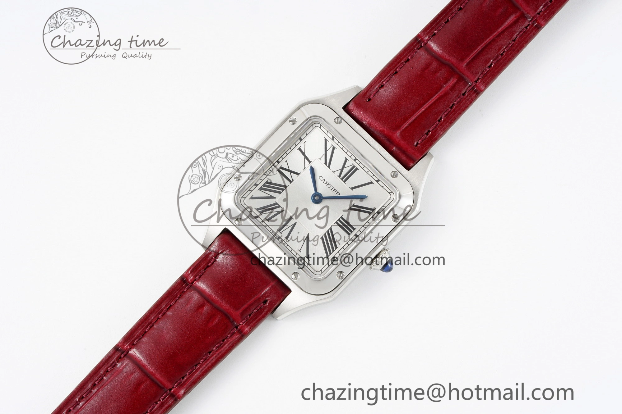Santos Dumont 27.5mm IWSF Best Edition Silver Dial on Red Leather Strap Quartz Versatile 6058