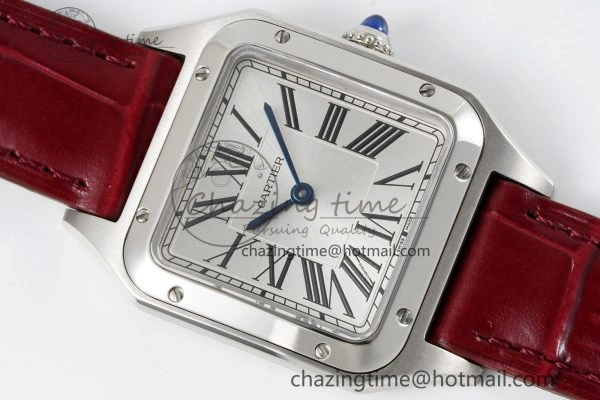 Santos Dumont 27.5mm IWSF Best Edition Silver Dial on Red Leather Strap Quartz Versatile 6058