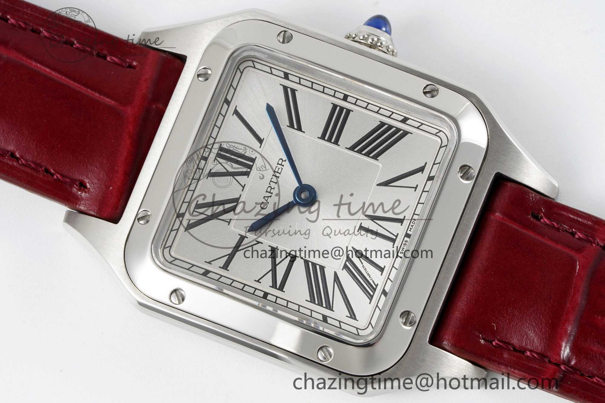 Santos Dumont 27.5mm IWSF Best Edition Silver Dial on Red Leather Strap Quartz Versatile 6058