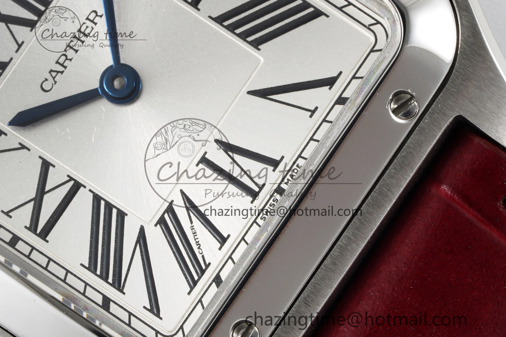 Santos Dumont 27.5mm IWSF Best Edition Silver Dial on Red Leather Strap Quartz Versatile 6058