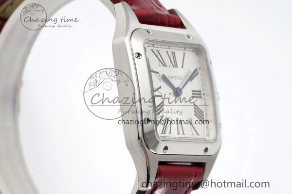 Santos Dumont 27.5mm IWSF Best Edition Silver Dial on Red Leather Strap Quartz Versatile 6058