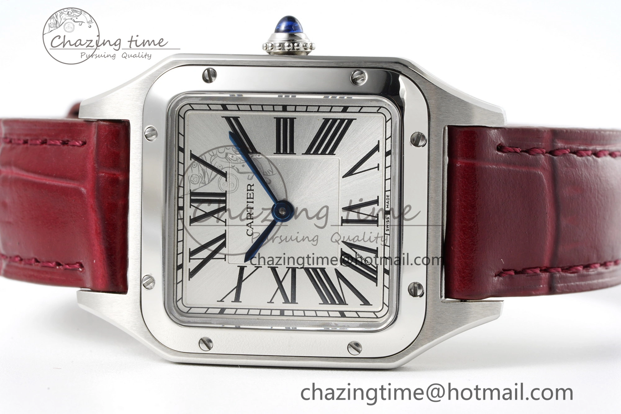 Santos Dumont 27.5mm IWSF Best Edition Silver Dial on Red Leather Strap Quartz Versatile 6058