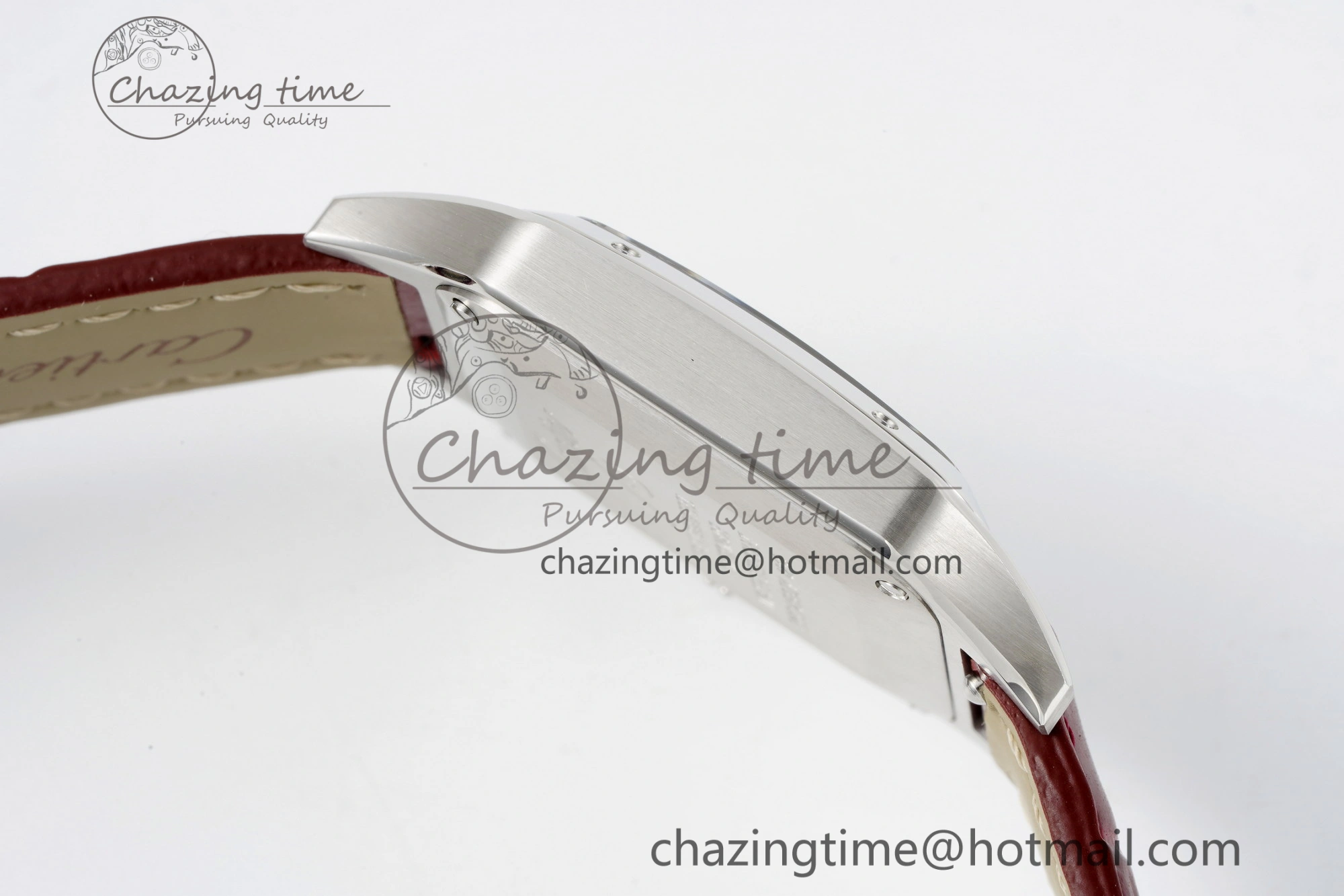 Santos Dumont 27.5mm IWSF Best Edition Silver Dial on Red Leather Strap Quartz Versatile 6058