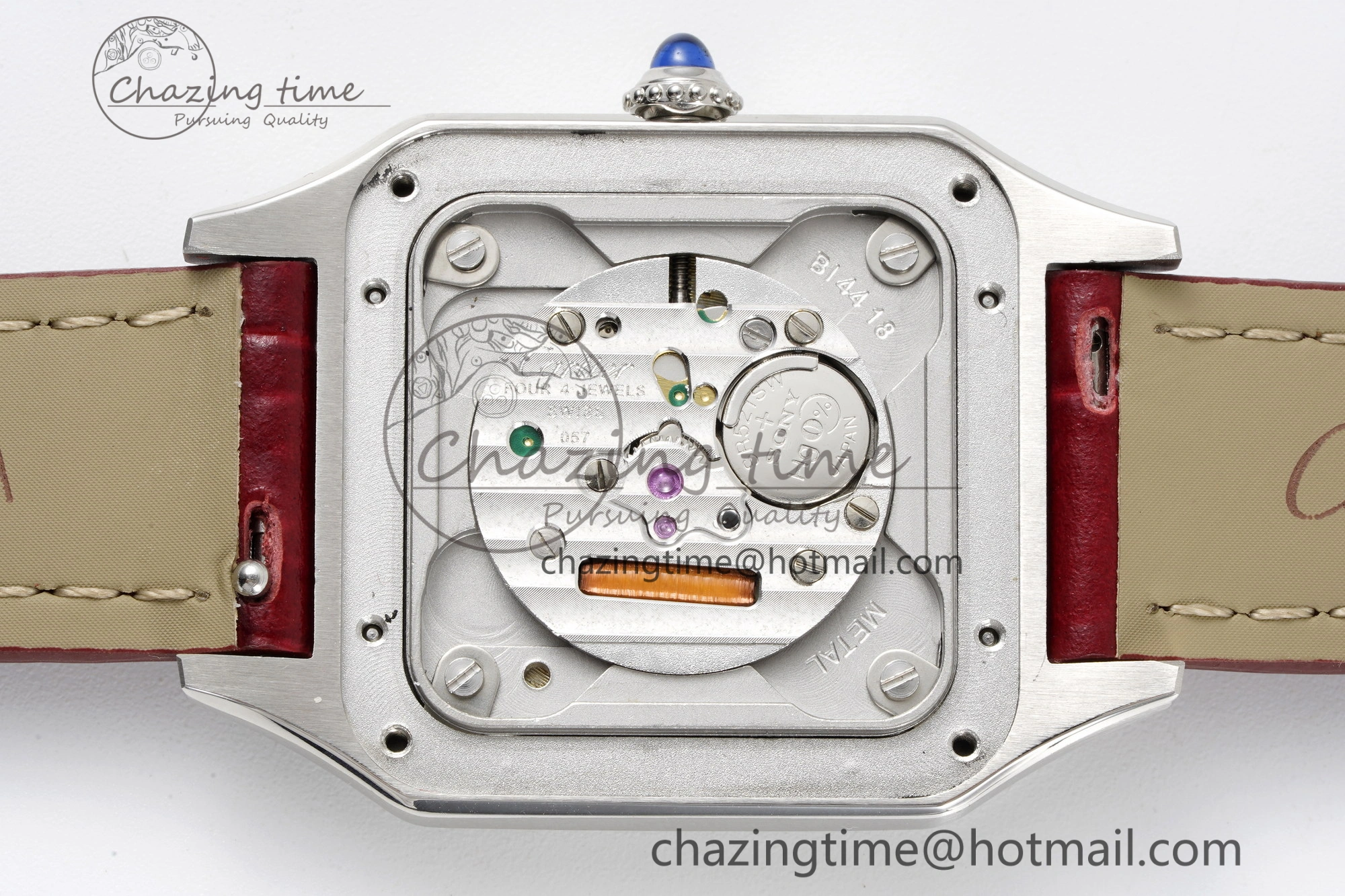 Santos Dumont 27.5mm IWSF Best Edition Silver Dial on Red Leather Strap Quartz Versatile 6058