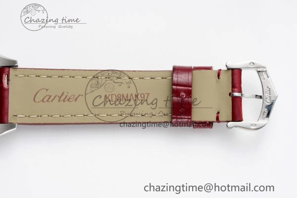 Santos Dumont 27.5mm IWSF Best Edition Silver Dial on Red Leather Strap Quartz Versatile 6058