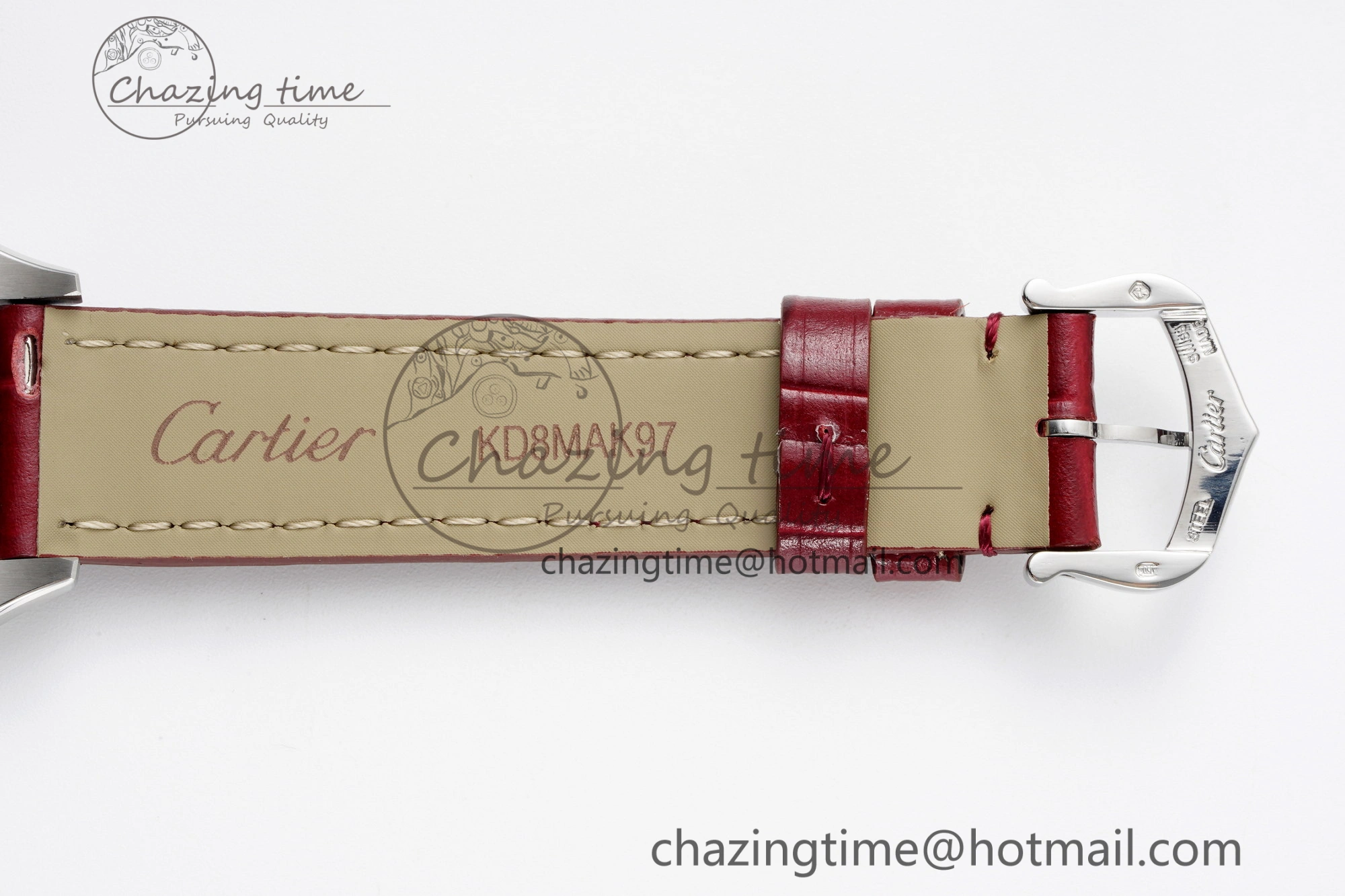 Santos Dumont 27.5mm IWSF Best Edition Silver Dial on Red Leather Strap Quartz Versatile 6058