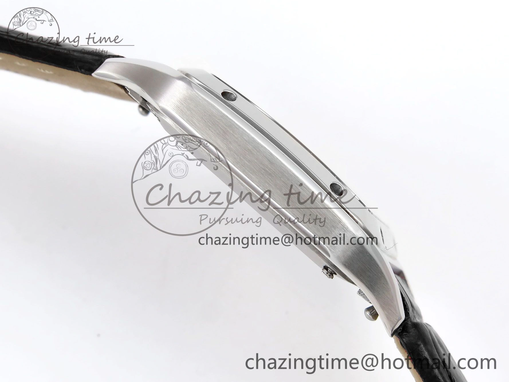 SoftTouch Santos Dumont 27.5mm SS AF 1:1 Best Edition Silver Dial on Black Croco Strap A 5930