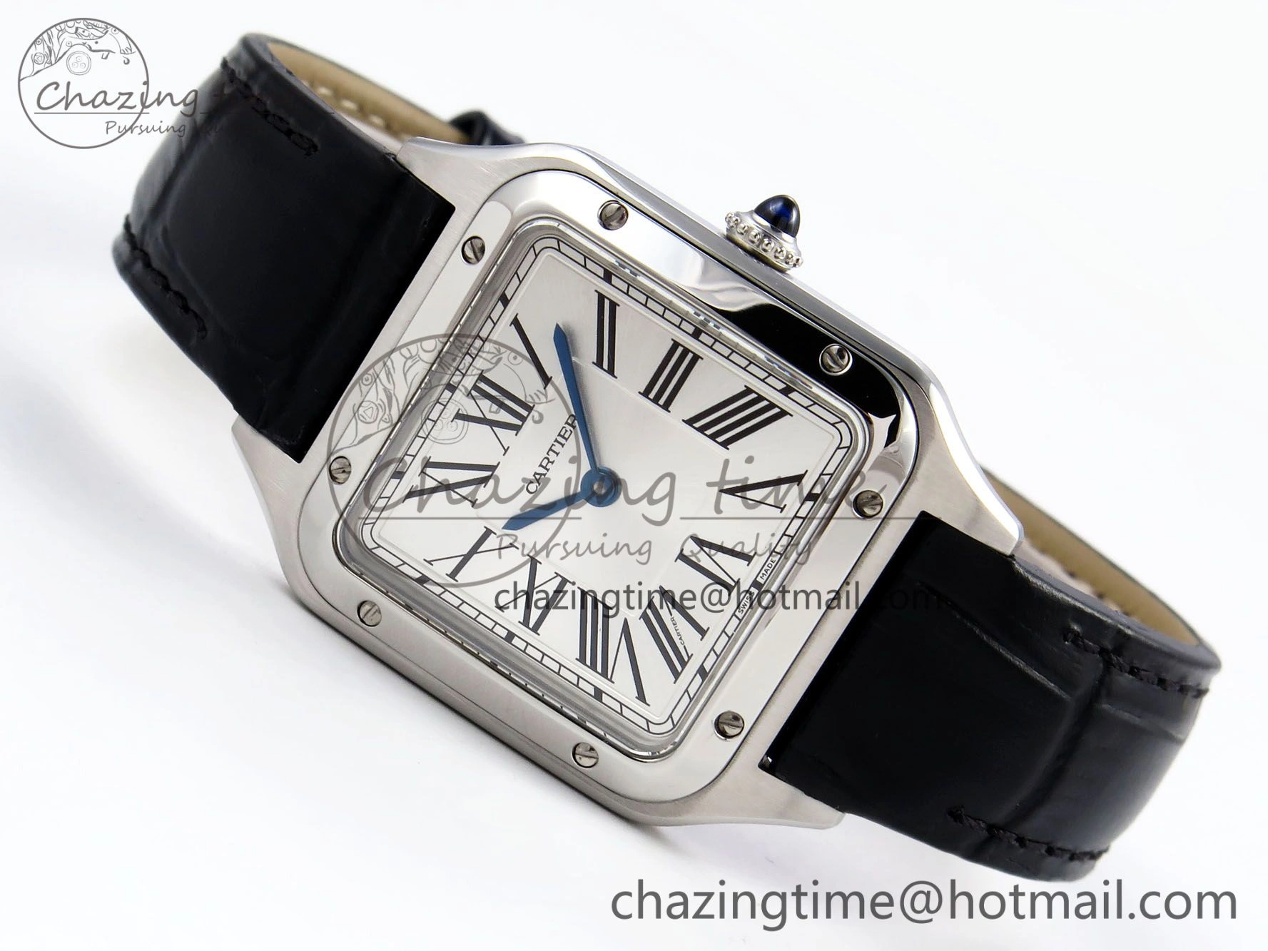SoftTouch Santos Dumont 27.5mm SS AF 1:1 Best Edition Silver Dial on Black Croco Strap A 5930