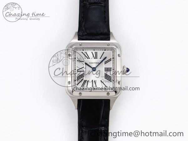 SoftTouch Santos Dumont 27.5mm SS AF 1:1 Best Edition Silver Dial on Black Croco Strap A 5930