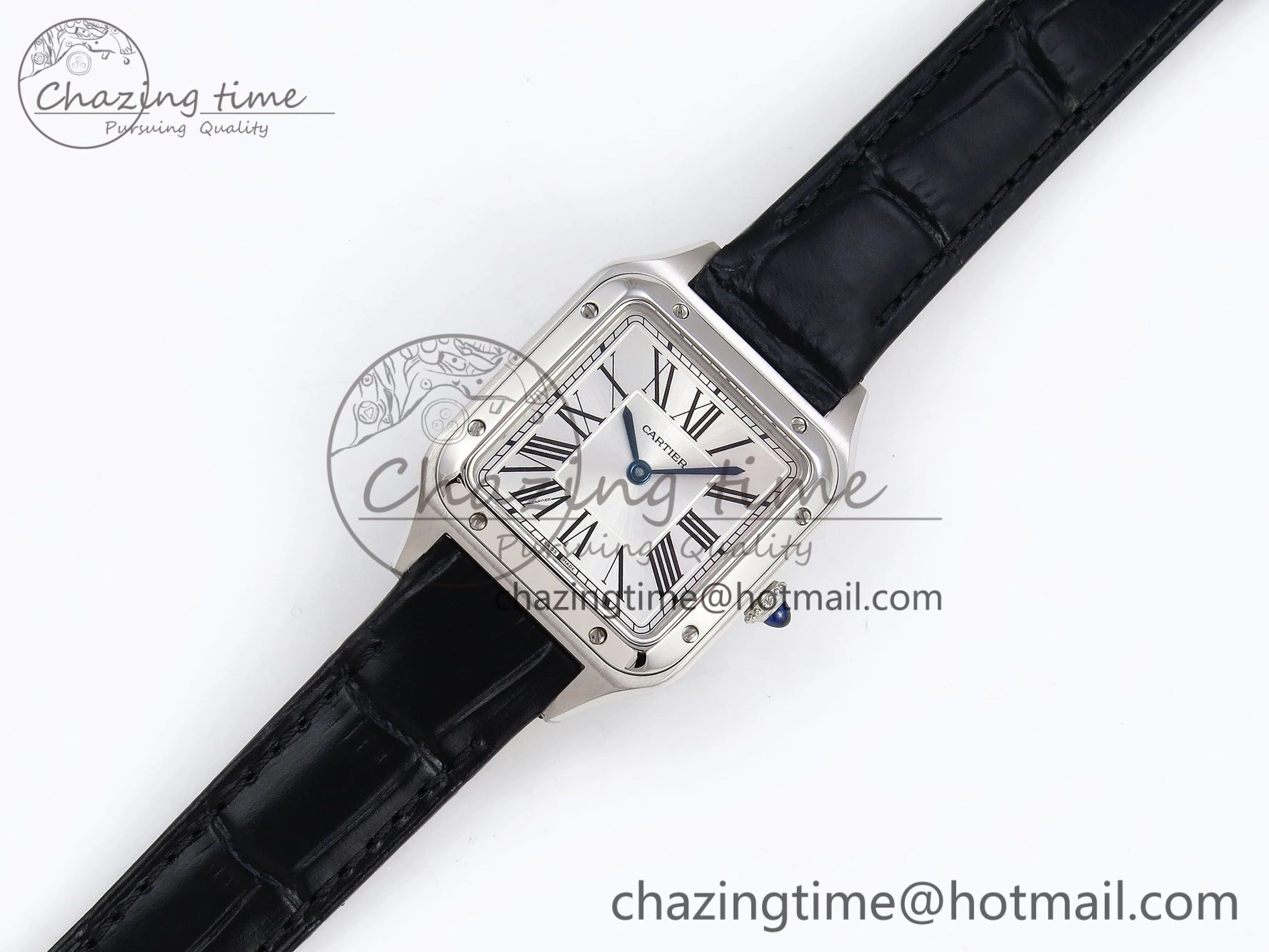 SoftTouch Santos Dumont 27.5mm SS AF 1:1 Best Edition Silver Dial on Black Croco Strap A 5930