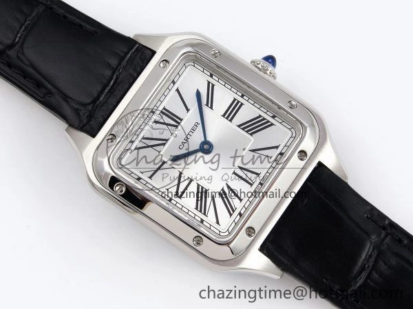 SoftTouch Santos Dumont 27.5mm SS AF 1:1 Best Edition Silver Dial on Black Croco Strap A 5930