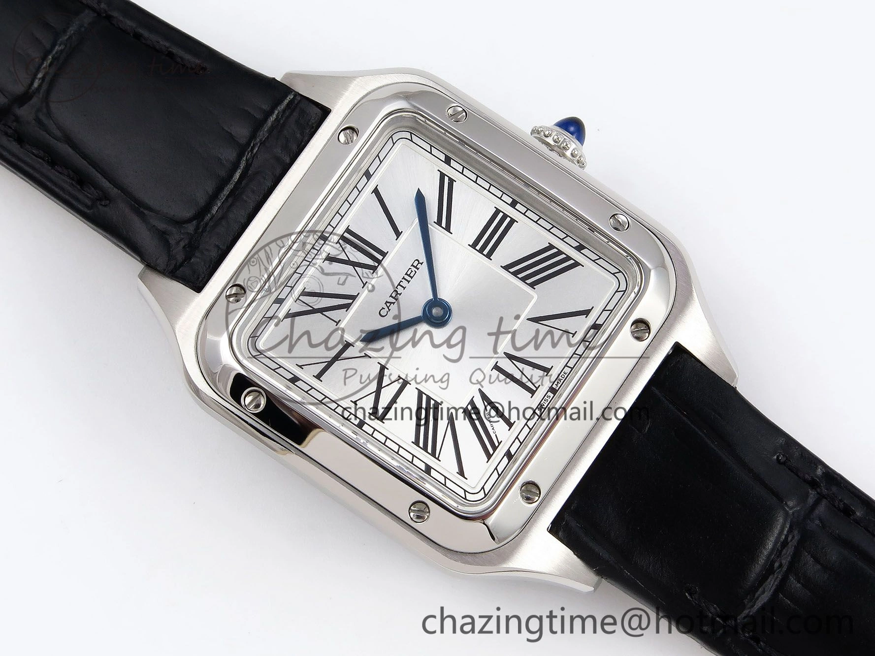 SoftTouch Santos Dumont 27.5mm SS AF 1:1 Best Edition Silver Dial on Black Croco Strap A 5930