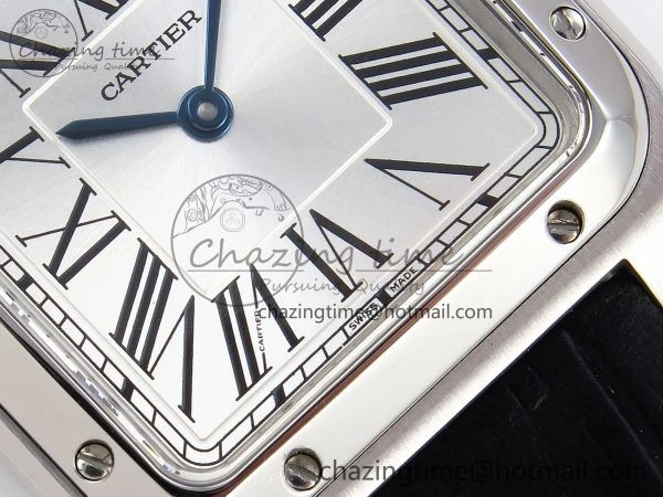 SoftTouch Santos Dumont 27.5mm SS AF 1:1 Best Edition Silver Dial on Black Croco Strap A 5930