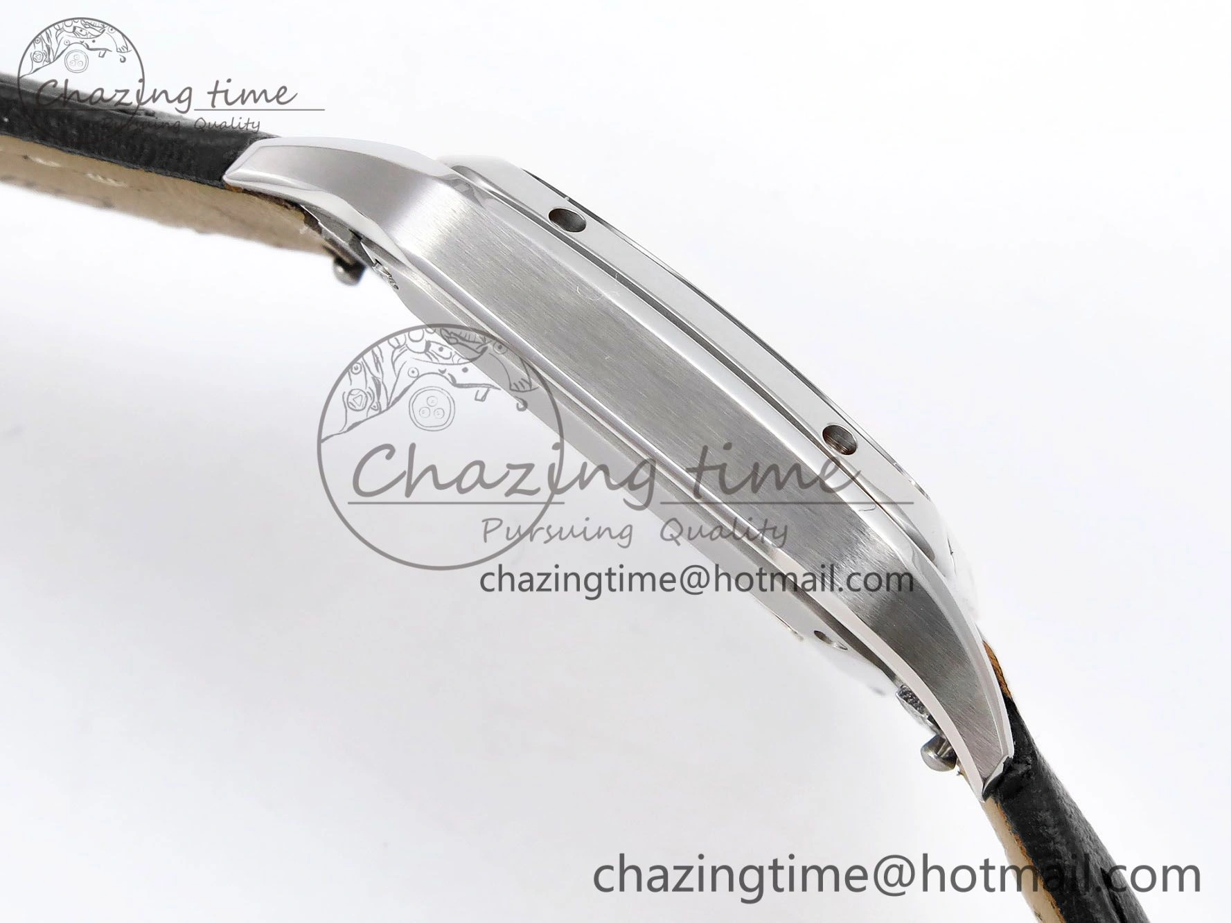 Santos Dumont 27.5mm SS AF 1:1 Best Edition Silver Dial on Black Leather Strap A Trendsetting 5931