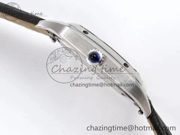 Santos Dumont 27.5mm SS AF 1:1 Best Edition Silver Dial on Black Leather Strap A Trendsetting 5931